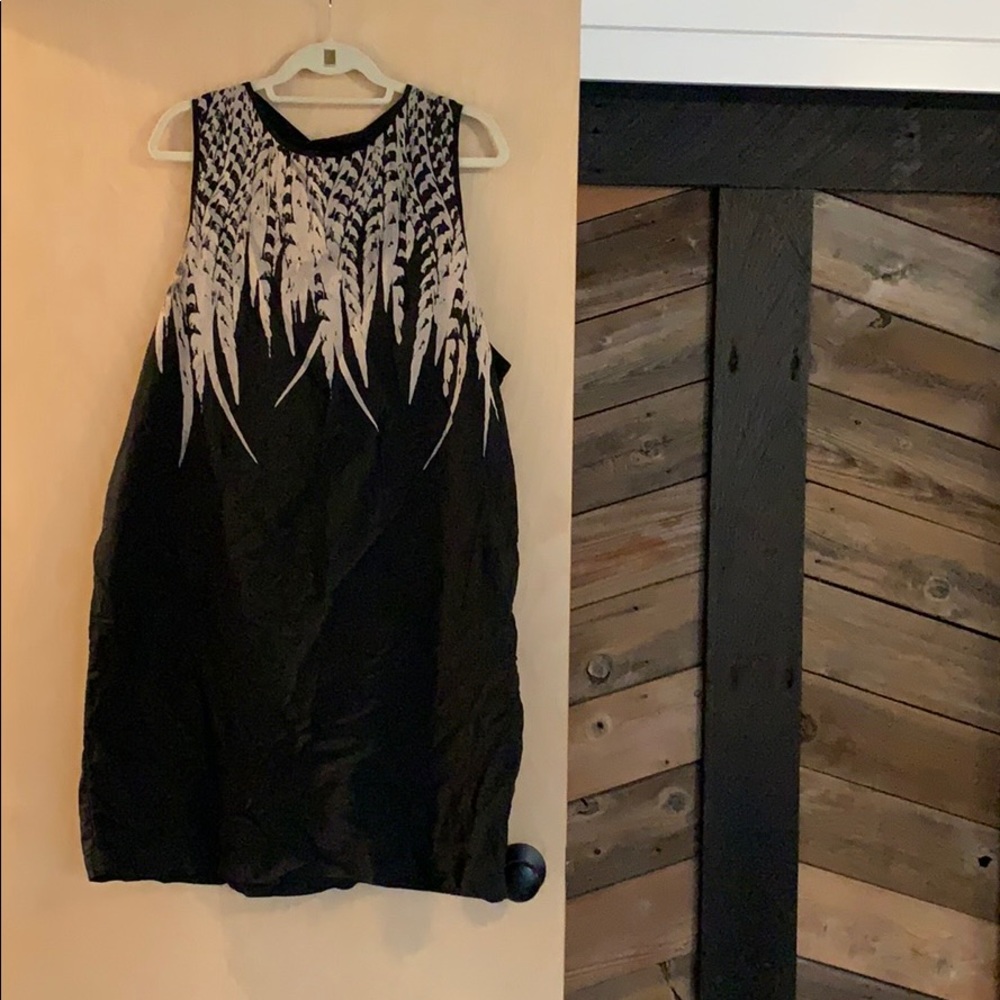 Uzi NYC Feathers Oxford Wrap Dress